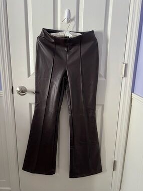 a new day Dark Brown Faux Leather Flare Pants